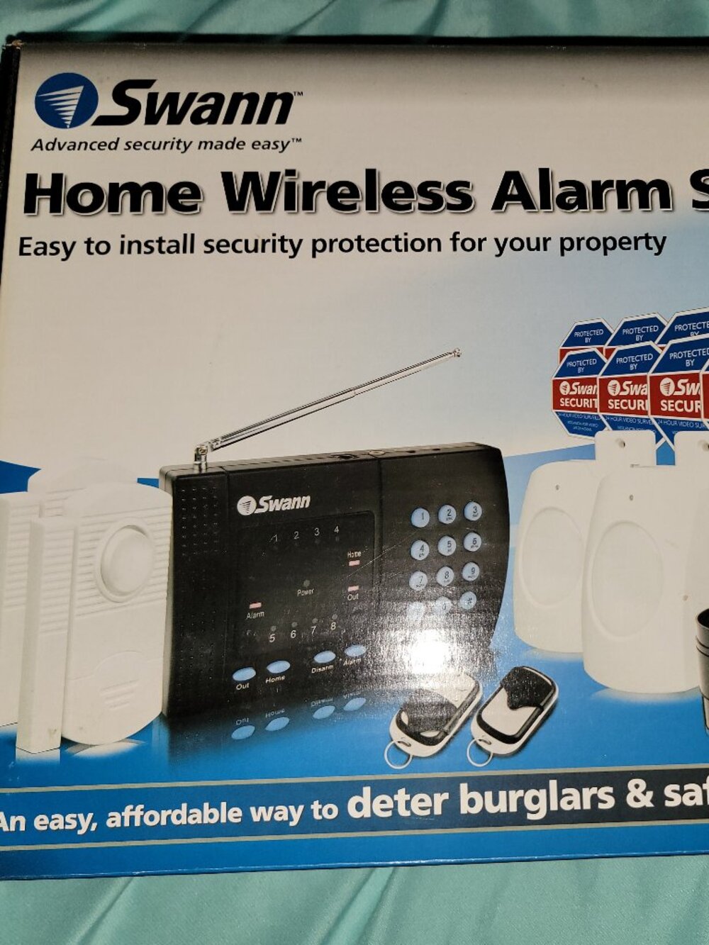 Swann Home Security System SW347-Wa2-US Plug Play Wireless Sensors Siren Keypad